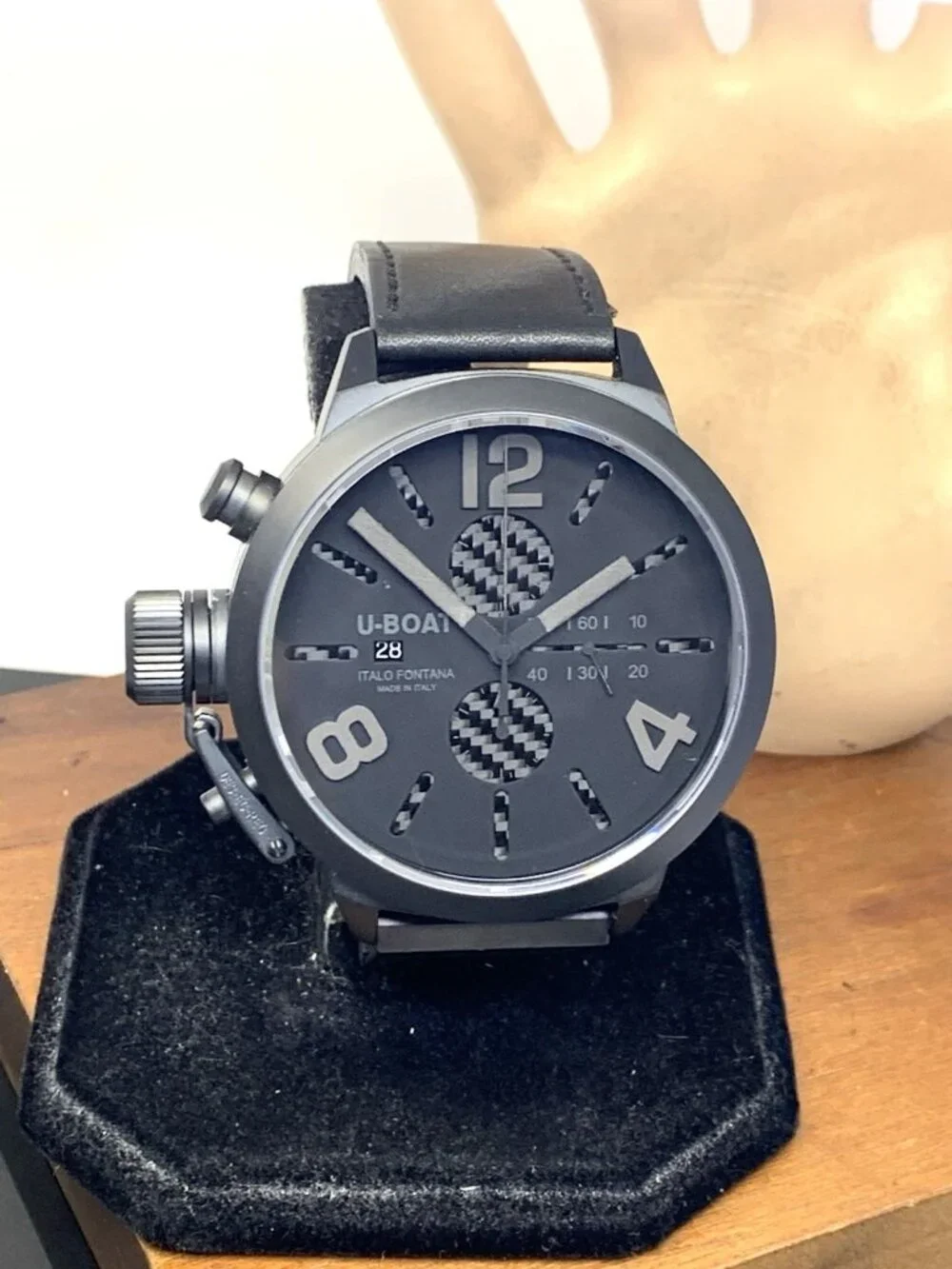 U-Boat Men's Watch Classico 2277 Lefty Chronograph Automatic Black Leather 53mm